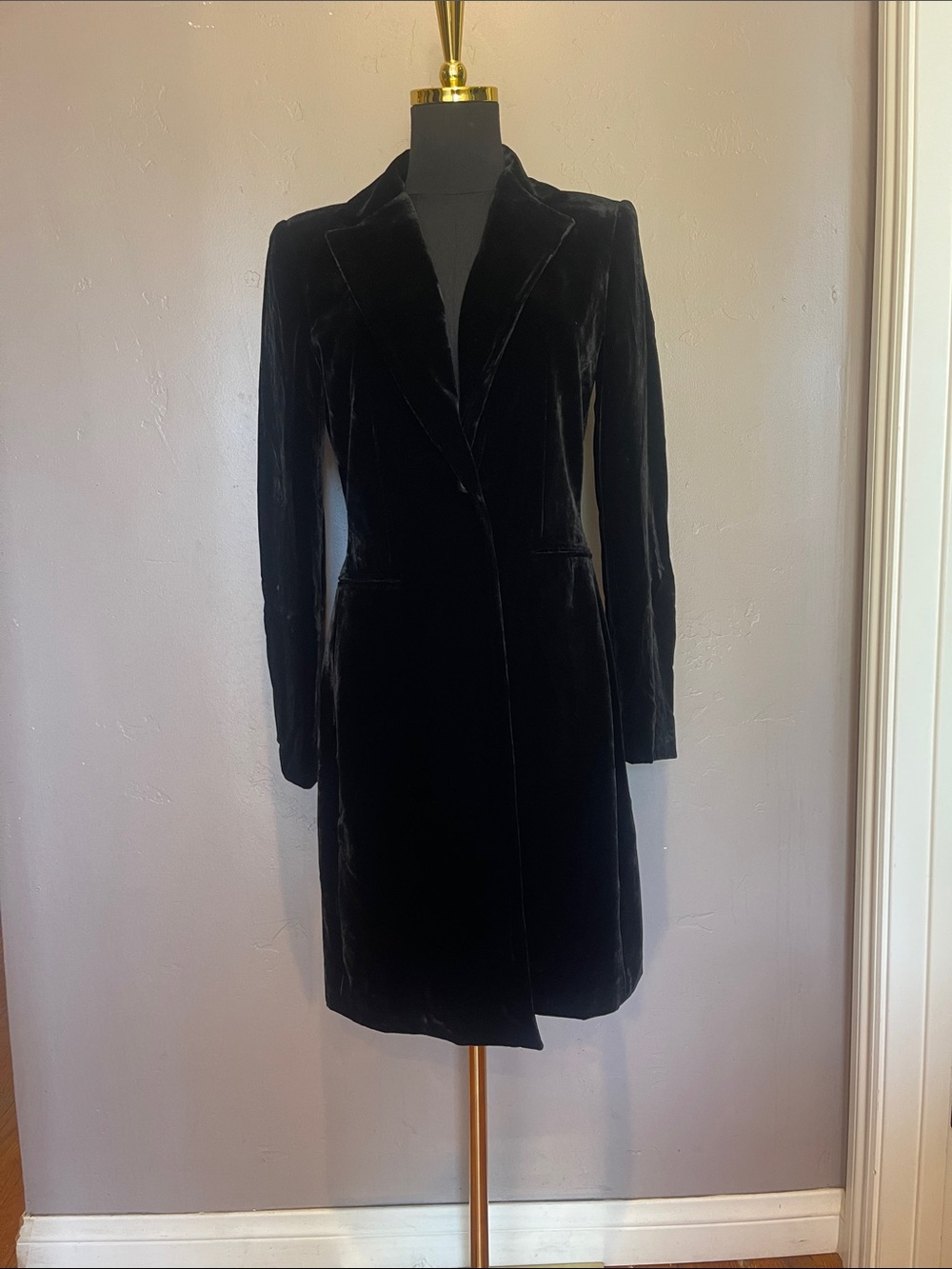 NWT INC International Concepts Black Velvet Longline Jacket Blazer Coat - 2